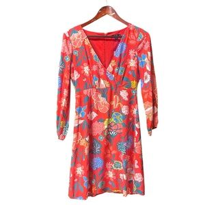J. Crew Red floral vneck dress brand new size 00 XXS